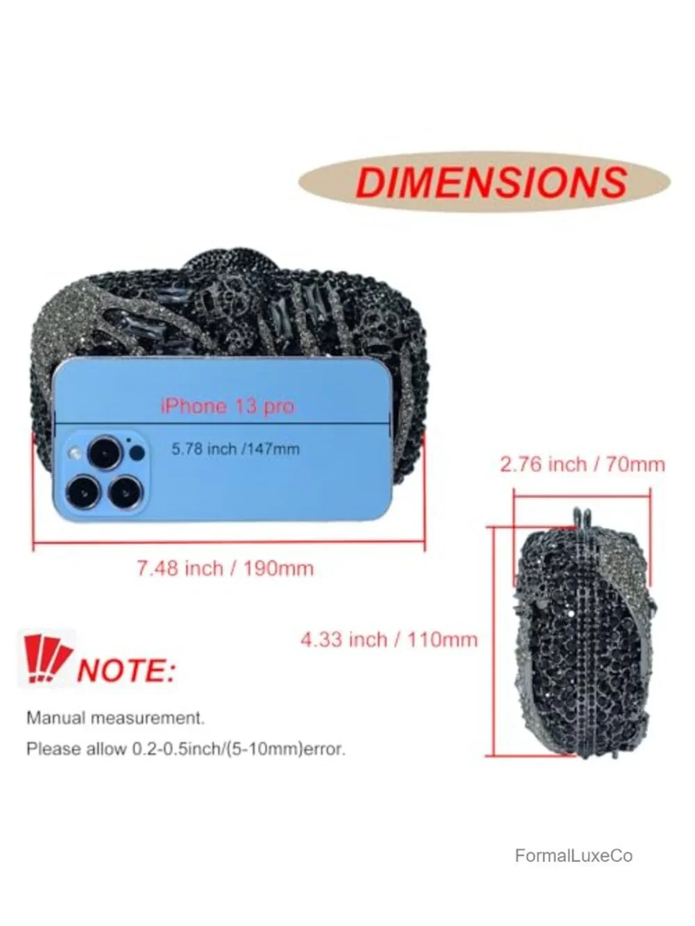 Skull Crystal Clutch Purse Halloween Rhinestone Evening Bag Clutch Handbag